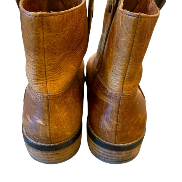 Vince Camuto sz 8 Maxon Caramel Leather Women's Ankle Western Boots Distressed - Picture 2 of 9